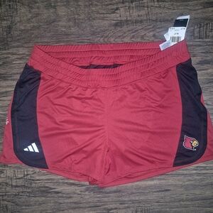 Adidas Cardinal Red Athletic Shorts with Louisville Cardinals Logo